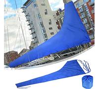 Waterproof Boom Mainsail Cover, 420D Boat Cover Sailboat Cover for 8-9Ft 9-10Ft 10-11Ft 11-12Ft 12-13Ft UV Protection Windproof Shade Blue Sail Cover Sailboat (8-9Ft)