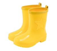 Waterproof boots children, wellies boys girls with fastener, easy to put on, non-slip sole, comfortable outdoor shoes for rainy weather, yellow, 2 UK