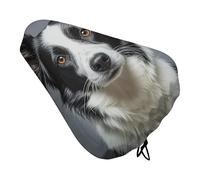 Waterproof Border Collie Bike Seat Cushion Cover, Padded Bicycle Seat Cover with Drawstring for Men Women, Wide Bike Saddles Protector for Mountain Exercise Road City Outdoor Biking