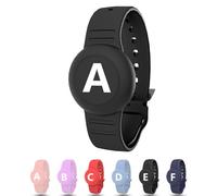 Waterproof Bracelet for AirTag Kids, Personalized Initial Letter Hidden Holder Compatible with Air Tag, Silicone Case for Airtag Adjustable Anti-Lost GPS Tracker for Toddler Child Elder, A