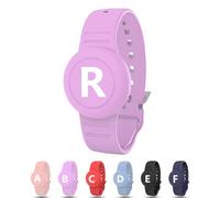 Waterproof Bracelet for AirTag Kids, Personalized Initial Letter Hidden Holder Compatible with Air Tag, Silicone Case for Airtag Adjustable Anti-Lost GPS Tracker for Toddler Child Elder, R