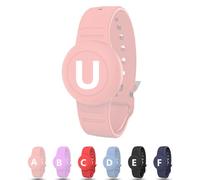Waterproof Bracelet for AirTag Kids, Personalized Initial Letter Hidden Holder Compatible with Air Tag, Silicone Case for Airtag Adjustable Anti-Lost GPS Tracker for Toddler Child Elder, U
