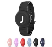 Waterproof Bracelet for AirTag Kids, Personalized Initial Letter Hidden Holder Compatible with Air Tag, Silicone Case for Airtag Adjustable Anti-Lost GPS Tracker for Toddler Child Elder, J