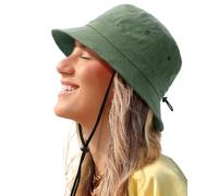 Waterproof Bucket Hat for Women Men Rain Hat UPF 50+ Wide Brim Boonie Sun Hat Foldable Summer Floppy Beach Fishing Safari Hat, Army Green, One Size