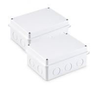 Waterproof/Bugproof IP65 Universal Reserved Holes Electrical Junction Box, ABS Plastic Indoor/Outdoor Electrical Project Enclosure, White, 2 Pack, 5.9x4.3x2.8 inches(150x110x70mm)