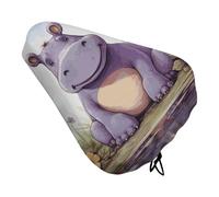 Waterproof Butterfly and Hippo Bike Seat Cushion Cover, Padded Bicycle Seat Cover with Drawstring for Men Women, Wide Bike Saddles Protector for Mountain Exercise Road City Outdoor Biking