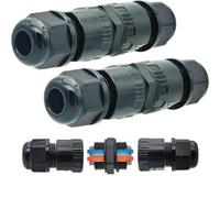 Waterproof Cable Connector, CTRICALVER IP66 Waterproof Junction Box 2 Pack, Inline Cable Connector, Indoor Connector with Terminal Blocks for Ø5-10 mm cable diameter, Electrical Cable Coupler(2 Pole)