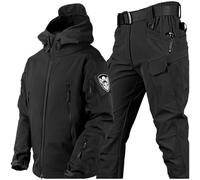 Waterproof Camo Uniform Set - Men's Tactical Jacket and Combat Trousers, Lightweight Outdoor Camouflage Soft Shell Jacket and Pants