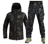 Waterproof Camo Uniform Set - Men's Tactical Jacket and Combat Trousers, Lightweight Outdoor Camouflage Soft Shell Jacket and Pants