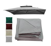 Waterproof Canopy Replacement for Outdoor Market Patio Table Umbrella, Square Garden Parasol Cover, Durable Polyester Sun Shade Fabric