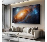 Waterproof Canvas Wall Art 120L X 50W Cm Fade-Resistant Painting Universe Galaxy Nebula Oil Painting For Living Room Orange Blue Uv-Protected & Fade-Resistant Abstract Art Decor