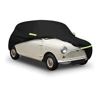 Waterproof Car Cover Compatible with Austin Mini Saloon 1959-2000, 300D All Weather Outdoor Indoor Car Full Cover Sun Rain UV Dust Protection with Zipper Door and Windproof Strap for All Seasons