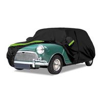 Waterproof Car Cover Compatible with Austin Mini Saloon 1959-2000, All Weather Outdoor Indoor Car Full Cover Sun Rain UV Dust Protection with Zipper Door and Windproof Strap for All Seasons
