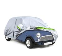 Waterproof Car Cover Compatible with Austin Mini Saloon 1959-2000, All Weather Outdoor Indoor Car Full Cover Sun Rain UV Dust Protection with Zipper Door and Windproof Strap for All Seasons (Silver)
