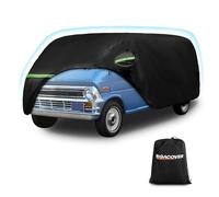 Waterproof Car Covers for 1961-1974 Falcon Club Wagon E-100,Econoline E-100 Van,420D Oxford Cloth Sun Heat Protection Outdoor Full Covers with Driver Side Zipper Windproof Heavy Duty All Weather