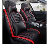 Waterproof Car Seat Cover 5d Full Coverage Car Seat Covers For Toyota For Chr For Corolla For Yaris For Sienna For Vios For Fortuner For Kluger For Sequoia For Rush For Wish(Black Red 4pcs,Luxury)