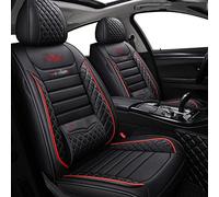 Waterproof Car Seat Cover Front 2 Seat Leather Car Cover For Dodge For Journey For Caliber For Avenger For Challenger For Charger For Ram 1500 Covers For Vehicle Seats(Black Red 4pcs)