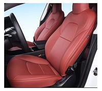 Waterproof Car Seat Protectors 5-seat Red Full Set Car Seat Covers For Tesla For Model 3 Y Auto Interior Breathable Four Seasons Leather(3 Armrest)