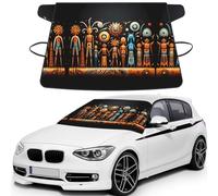 Waterproof Car Windshield Snow Cover, Winter Frost&Ice Protector, Primitive Totem Print Sunshade for Most Cars SUVs