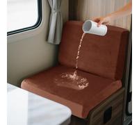 Waterproof Caravan Seat Covers Set - Non-Slip Motorhome Cushions with Ties Stretch Velvet Backrest Covers for Campervan Rust Red (Square S) - 2 Pieces