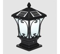 Waterproof Cast Aluminium Solar Post Cap Light for Courtyard Lawn Deck Fence Outdoor, Auto On/Off Garden Gate Lighting Fixture, Easy to Install