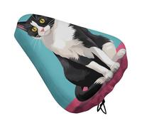Waterproof Cat Sit Down Bike Seat Cushion Cover, Padded Bicycle Seat Cover with Drawstring for Men Women, Wide Bike Saddles Protector for Mountain Exercise Road City Outdoor Biking