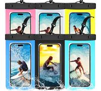 Waterproof Cell Phone Pouch : 6 Pack Universal Water Proof Dry Bag Case with Neck Lanyard - Underwater Clear Cellphone Holder Large Protector for iPhone Samsung Galaxy for Beach Pool Swimming