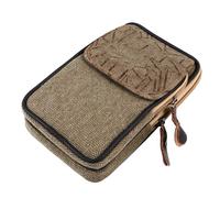 Waterproof Cellphone Zipper Brown Canvas Bag with Waist