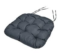 Waterproof Chair Cushion With Ties - 46x48x8cm - Indoors/Outdoors Seat Pads Cushion Pad - Water Resistant Material, Foam - For Garden Kitchen Dining Living Room Patio Office Coffee Shop - Graphite