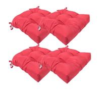 Waterproof Chair Cushions Set of 4 with Ties for Indoor & Outdoor Use, Perfect for Garden, Kitchen, Dining Room, Patio, Living Room, Office, Café (Red)