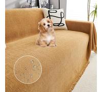 Waterproof Chenille Sofa Cover with Fringes for LShaped Sofas Pet Protector for 3Cushion Furniture Yellow 180x230cm (71x90.5in)