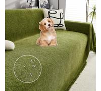 Waterproof Chenille Sofa Cover with Tassels for LShaped Couch Pet Protector for 3 Cushion Sofa Green 180 x 300cm (71 x 118in) Stylish & Durable