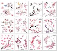 Waterproof Cherry Blossom Temporary Tattoos, Fresh And Cute Flower Stickers, Collarbone Stickers, Arm Stickers 105 * 120mm A160