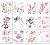 Waterproof Cherry Blossom Temporary Tattoos, Fresh And Cute Flower Stickers, Collarbone Stickers, Arm Stickers 105 * 120mm A159