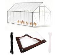 Waterproof Chicken Coop Cover for Winter, 300x200cm/6.6x10in Tear-Proof & Windproof Chicken Run Sidewalls with Rope & Cable Tie Coop Tarp Accessories for Winterize Insulation Outdoor Poultry Cage