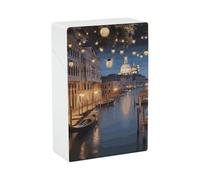 Waterproof Cigarette Case - 20 Capacity King Size Cigarette Box Beautiful Venice at Night Cigarettes Holder Case Portable Smoking Accessoriesfor Men/Women