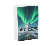 Waterproof Cigarette Case for Men Women Plastic Airplane Under The Polar Night Sky Cigarette Holder Box for 20pcs 85mm Size Portable Cigarette Pack Protector with Flip-Top Lid Ideal Gift for Smokers