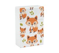 Waterproof Cigarette Case for Men Women Plastic Cartoon Fox Pattern Cigarette Holder Box for 20pcs 85mm Size Portable Cigarette Pack Protector with Flip-Top Lid Ideal Gift for Smokers