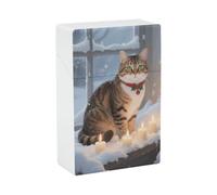 Waterproof Cigarette Case for Men Women Plastic Cat by The Christmas Window Cigarette Holder Box for 20pcs 85mm Size Portable Cigarette Pack Protector with Flip-Top Lid Ideal Gift for Smokers