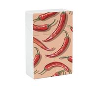 Waterproof Cigarette Case for Men Women Plastic Chili Pepper Pattern Cigarette Holder Box for 20pcs 85mm Size Portable Cigarette Pack Protector with Flip-Top Lid Ideal Gift for Smokers