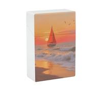 Waterproof Cigarette Case for Men Women Plastic Sailing at The Seaside Cigarette Holder Box for 20pcs 85mm Size Portable Cigarette Pack Protector with Flip-Top Lid Ideal Gift for Smokers