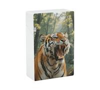 Waterproof Cigarette Case for Men Women Plastic Siberian Tiger in The Forest Cigarette Holder Box for 20pcs 85mm Size Portable Cigarette Pack Protector with Flip-Top Lid Ideal Gift for Smokers