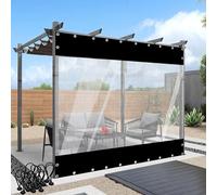 Waterproof Clear Tarp Curtains - Outdoor Transparent Tarpaulin Side Panels with Eyelets for Pergola, Patio, Porch, Gazebo - Black, 4x3.5m/13.1x11.4ft Partition Curtains