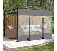 Waterproof Clear Tarp Curtains - Transparent PVC Side Panels with Zipper Door, Durable Weatherproof Tarpaulin for Outdoor Garden, Pergola, Terrace, Gazebo Enclosure