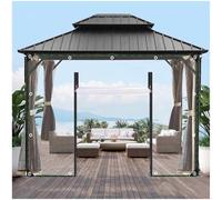 Waterproof Clear Tarpaulin Outdoor Curtains PVC Side Panels with Zipper Door 2x2.8m (6.6x9.2ft) Protective Cover for Patios Decks and Events