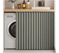 Waterproof Closet Cover Curtain,Dustproof Curtains for Open Spaces,Cabinet Curtain with Rail,For Shelves Self-Adhesive Closet Curtains,Kitchen Blackout Short Curtains,Gray,W160cm/H70cm