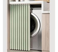 Waterproof Closet Cover Curtain,Dustproof Curtains for Open Spaces,Cabinet Curtain with Rail,For Shelves Self-Adhesive Closet Curtains,Kitchen Blackout Short Curtains,Green,W100cm/H50cm