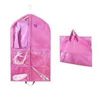 Waterproof Clothes Covers,40 inch Hanging Garment Bags with 3 Zipper Pockets,Foldable Dance Costumes Clothes Bag for Kids & Women,Suits Dress Hanging Cover with ID Slot,Travel Storage Bag (Pink)