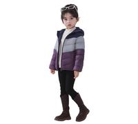 Waterproof Coat Kids,Lightweight Reversible Girls Down Jacket with Hood for Kids Autumn Winter Outerwear Fashionable Quilted Coat (Purple, 5-6 Years)