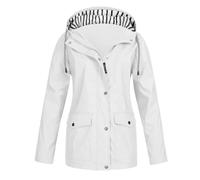Waterproof Coat Womens, Plus Size Raincoat for Women Rain Jackets Waterproof Breathable Windbreaker Outdoor Ladies Lightweight Coat 18th Birthday Gifts for Girls,White,XL,U185K